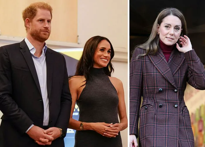 Meghan Markle and Prince Harry with Kate Middleton