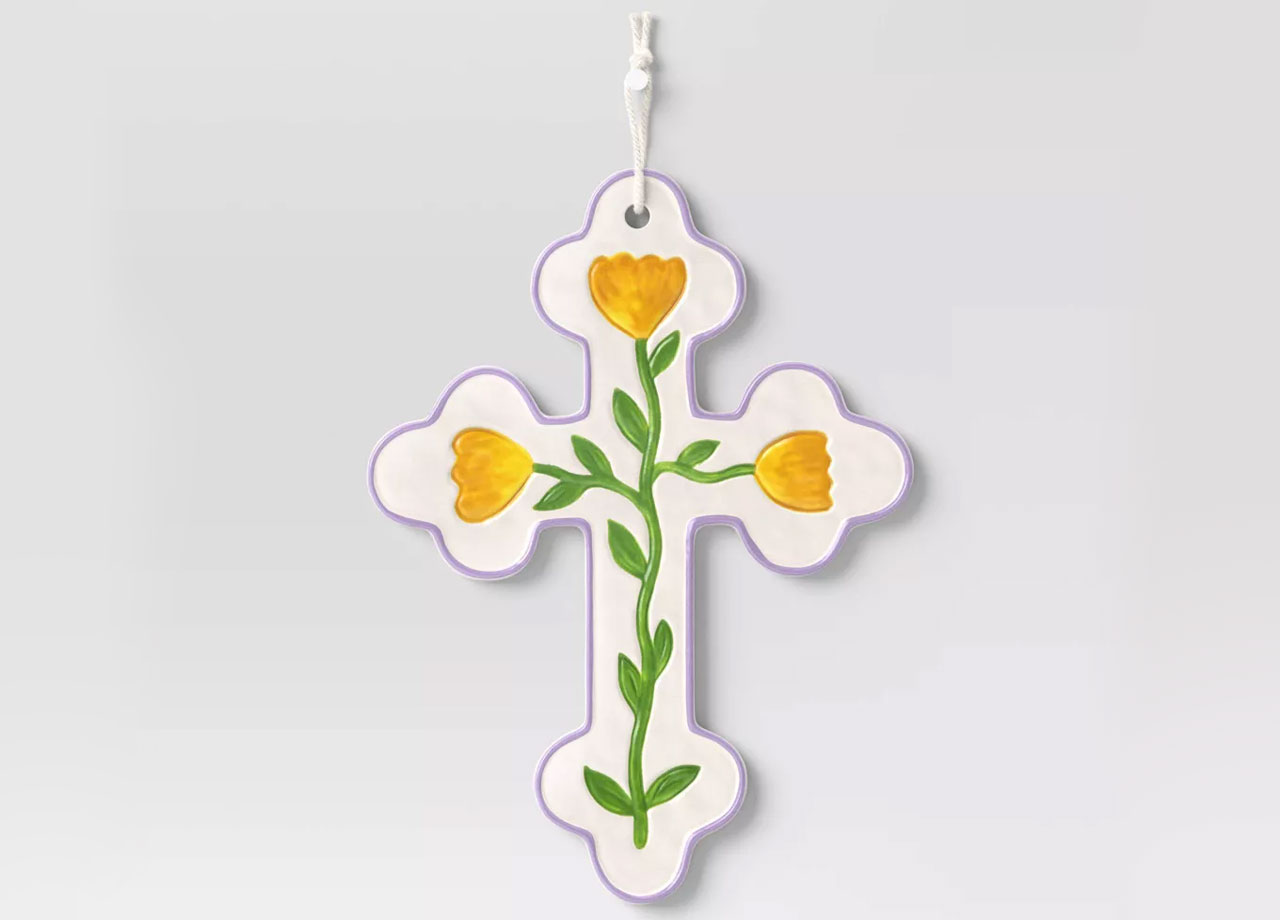 floral cross wall hanging at Target