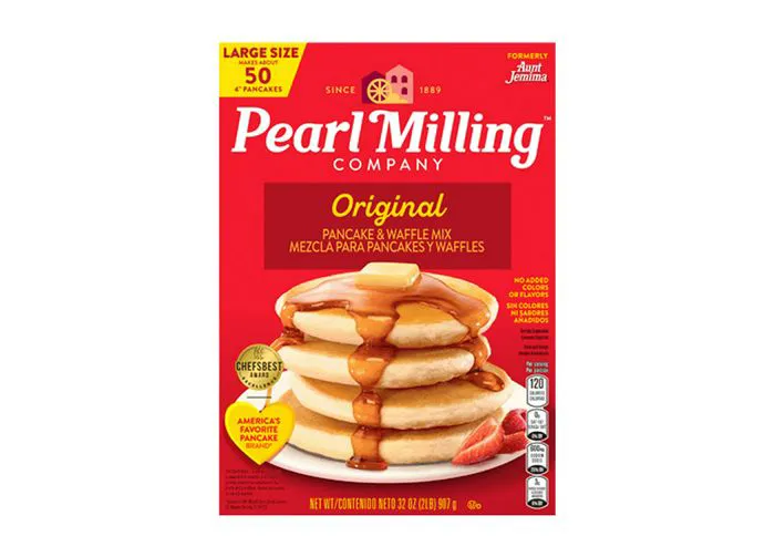 Recalled Pearl Milling Company pancake and waffle mix packaging.