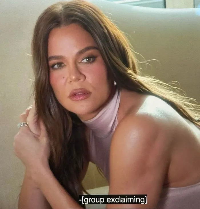 "Khloé Kardashian posing for her podcast cover 'Khloé In Wonder Land'"
