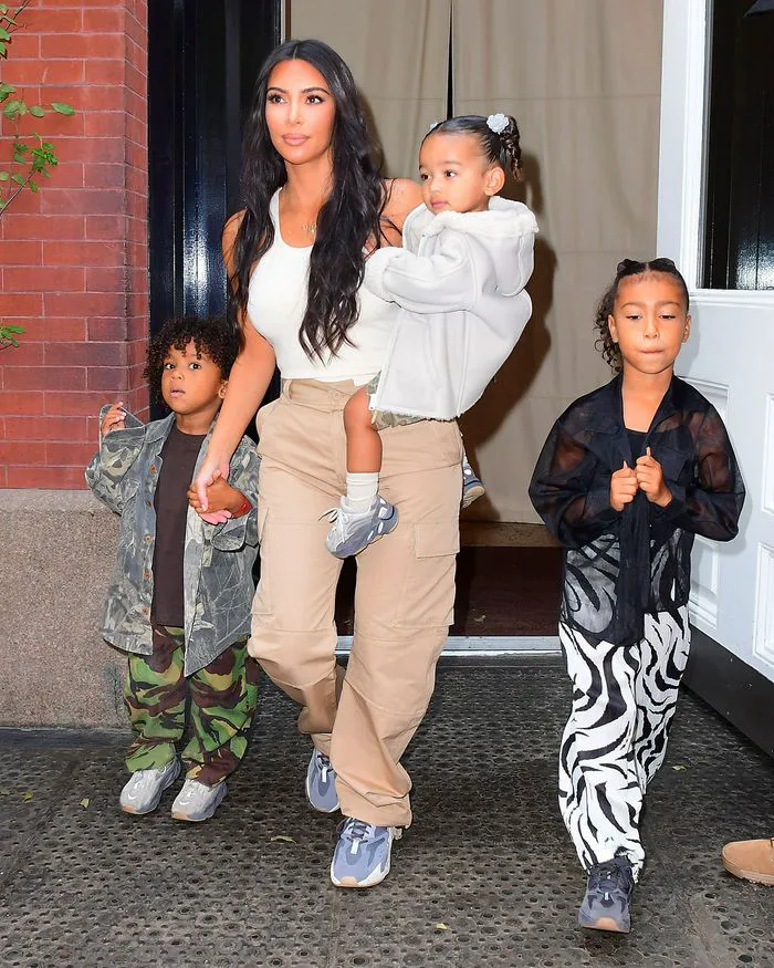 Kim Kardashian with kids in 2019