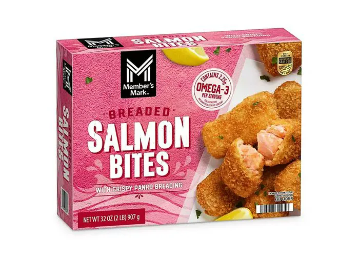 Breaded salmon bites from Sam's Club's frozen section.