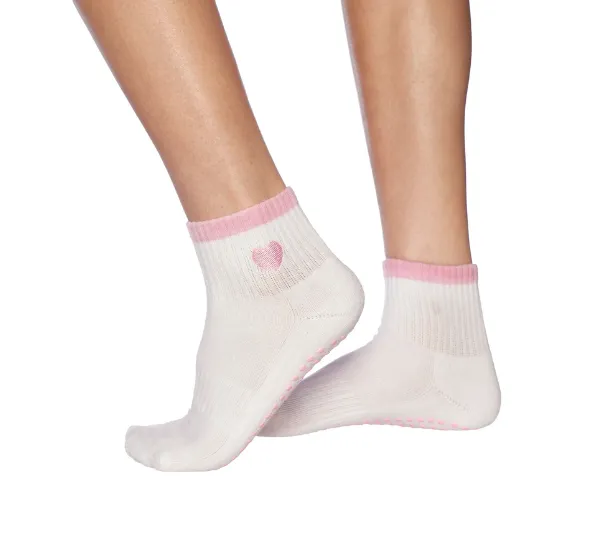 Pink heart grip socks for cozy comfort and style