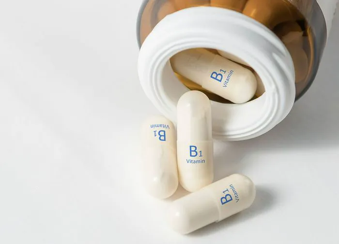 Thiamine (Vitamin B1) supplements for energy and metabolism support.