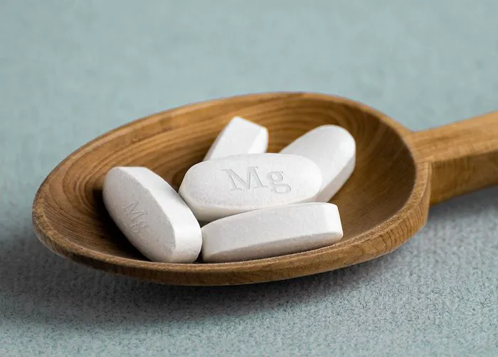 Magnesium pills for muscle relaxation and stress relief.
