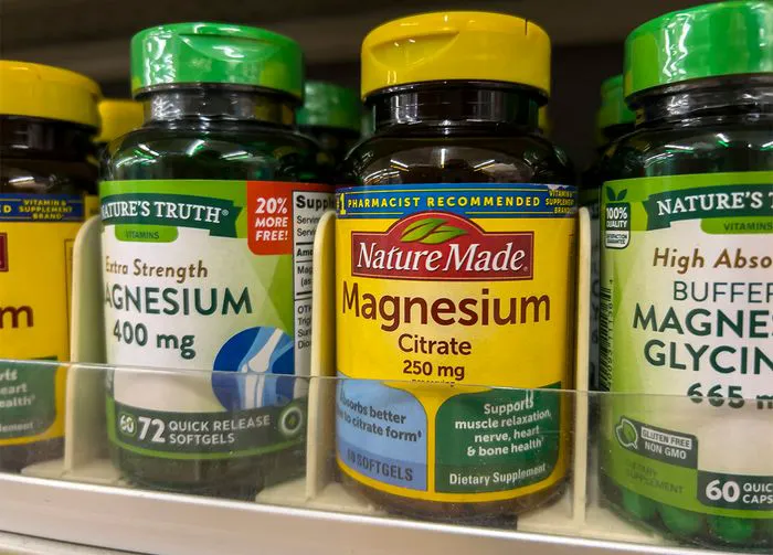 magnesium pills in a store