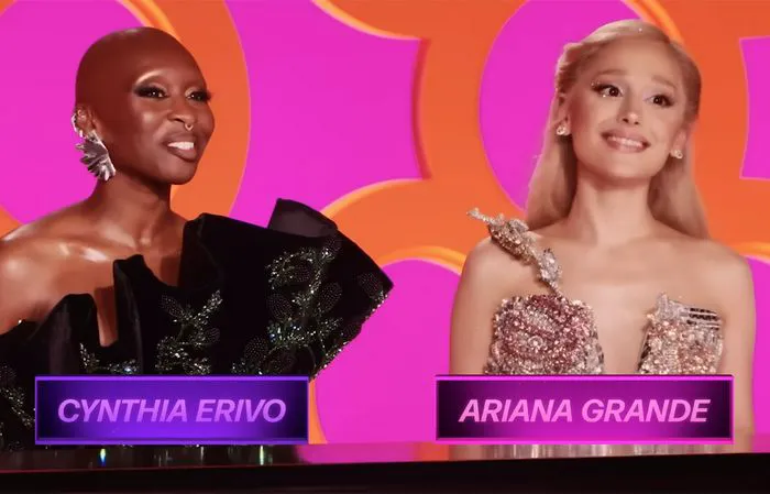 Ariana Grande and Cynthia Erivo on RuPaul's Drag Race stage