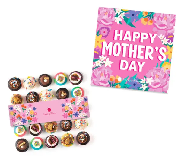 Mother's Day gift box with assorted cupcakes.