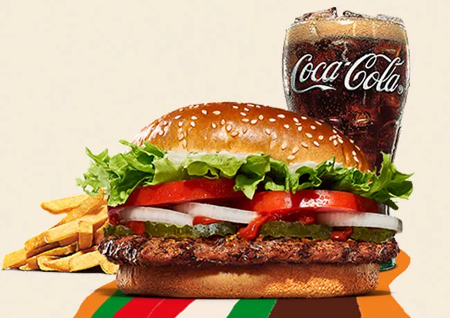 Burger King's Whopper meal promotion featuring fries and drink.