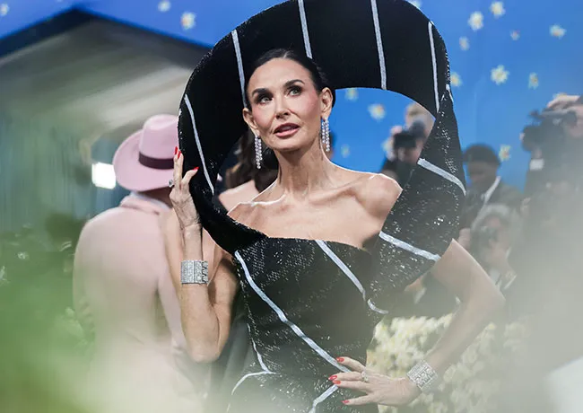 Demi Moore Thom Browne tie dress Met Gala