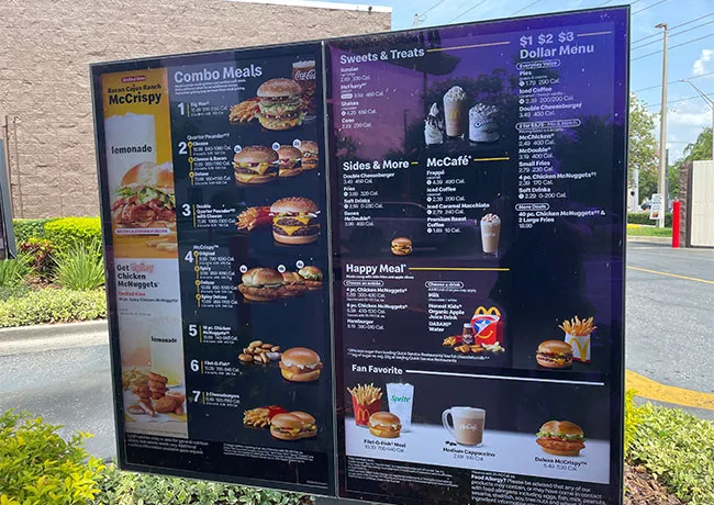 McDonald's menu