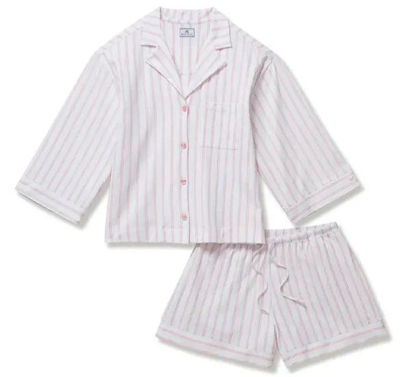 Petite Plume Olivia Pima Short Set in pink stripes