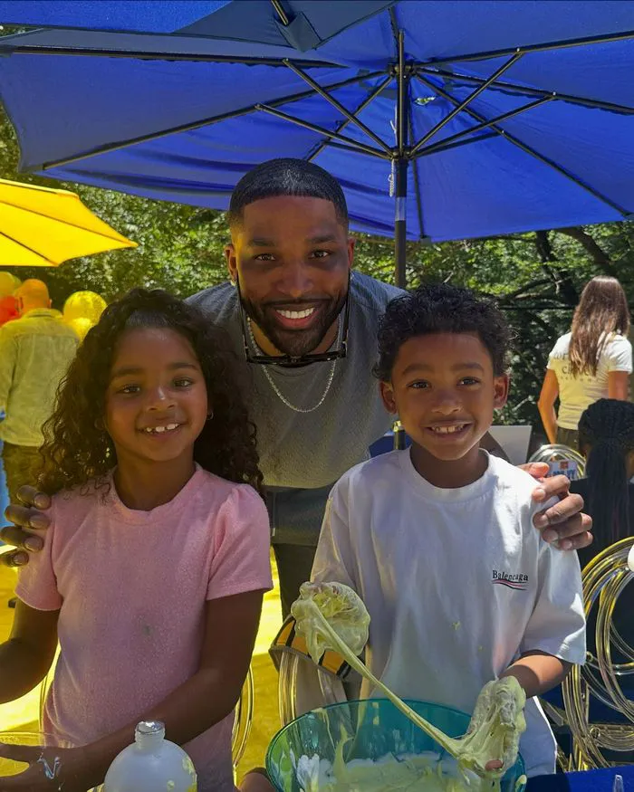 Tristan Thompson Instagram picture wuth True and Prince