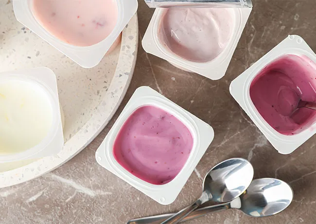 cups of flavored yogurt