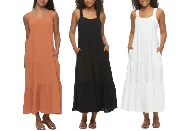 Women's tiered maxi dress by Felina, stylish and comfortable for any occasion.