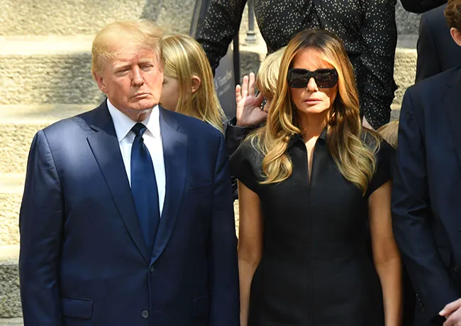 "Donald Trump and Melania Trump at Ivana Trump's funeral"