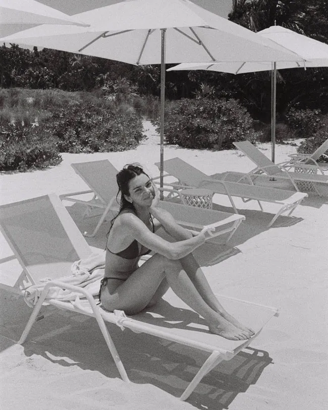 Kendall Jenner lounging string bikini