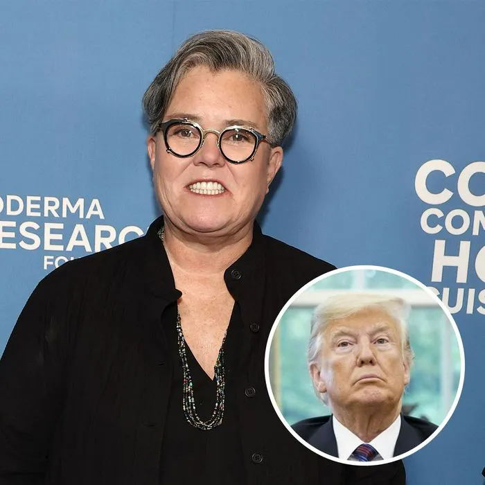 Rosie O'Donnell discussing Donald Trump in a public appearance.