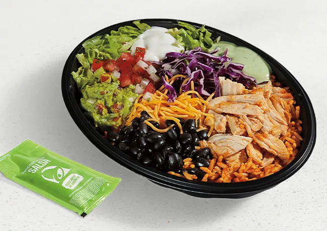 Cantina Chicken Bowl from Taco Bell with vibrant ingredients