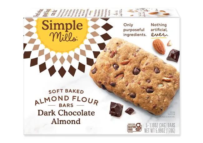 Soft baked almond flour bars by Simple Mills at Walmart.