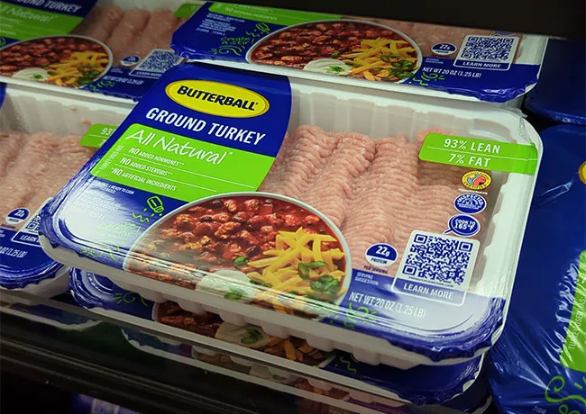 Butterball ground turkey package featuring lean, high-quality meat.