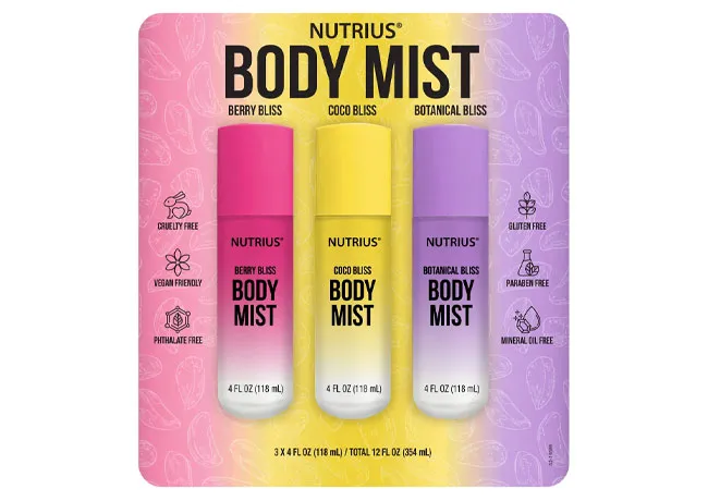 Nutrius body mist for a refreshing and invigorating fragrance.