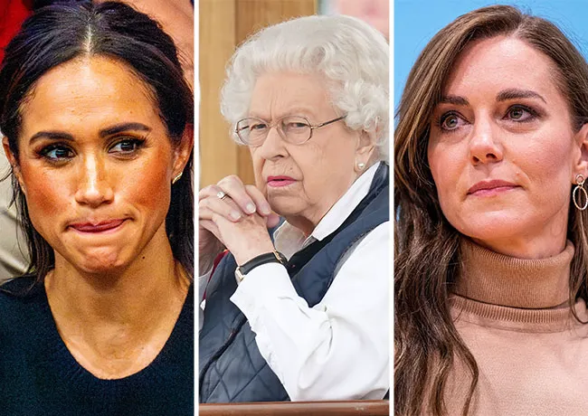 Queen Elizabeth and Meghan Markle and Kate Middleton