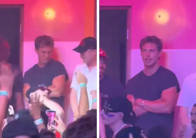 Austin Butler dancing Bad Bunny concert