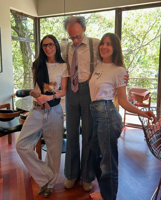 Demi Moore barrel leg jeans Instagram