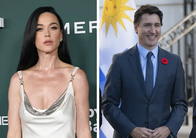 Katy Perry white dress Justin Trudeau