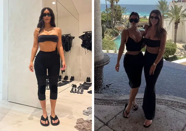 Kim Kardashian black thong shoe trend