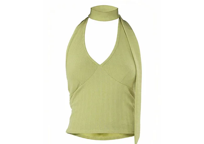 "Walmart No Boundaries Jacquard Rib Halter Scarf Top"