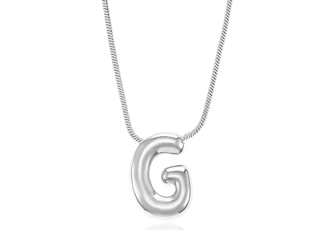 "Walmart No Boundaries Silvertone Initial Bubble Letter Necklace"
