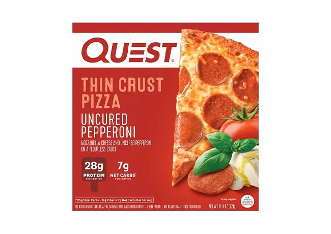 Walmart Quest protein pizza ready for consumption.