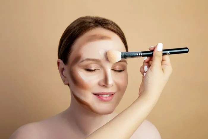 Glamorous celebrity look with bold makeup and accessories