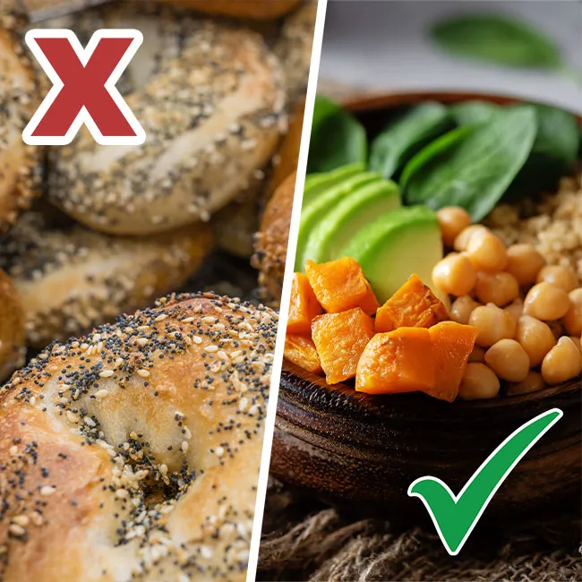 Infographic of best and worst carbs for health.