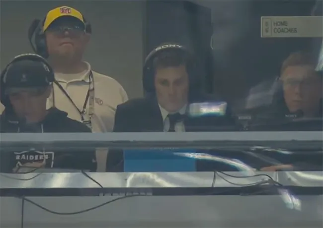 Tom Brady in Raiders booth