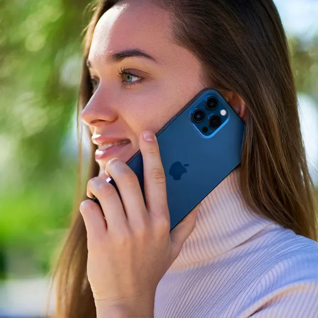 Young woman engaged in a phone call.