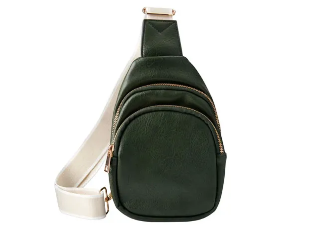 Stylish faux leather sling bag from Aldi for everyday use.