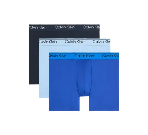 Calvin Klein assorted 3-pack microfiber boxer briefs for comfort.