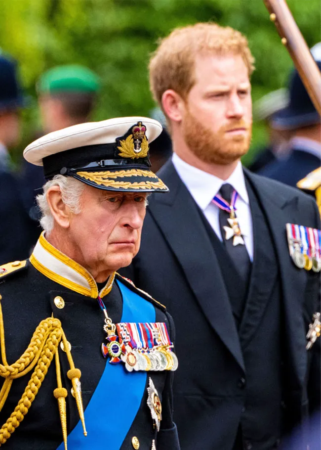 King Charles and Prince Harry Queen Elizabeth II funeral