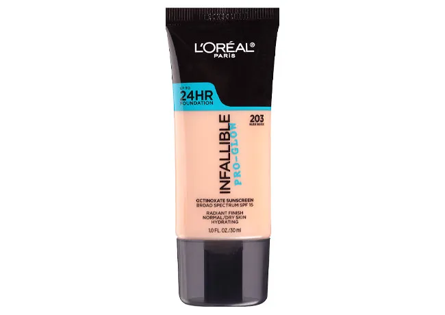 L'Oreal Infallible Pro Glow foundation for radiant skin.