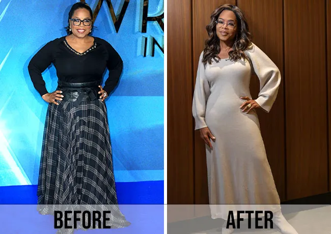 Oprah Winfrey before and after weight loss
