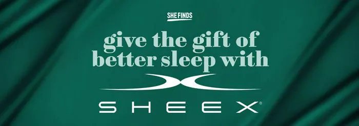 Stylish banner featuring Sheex sleep products for better rest.