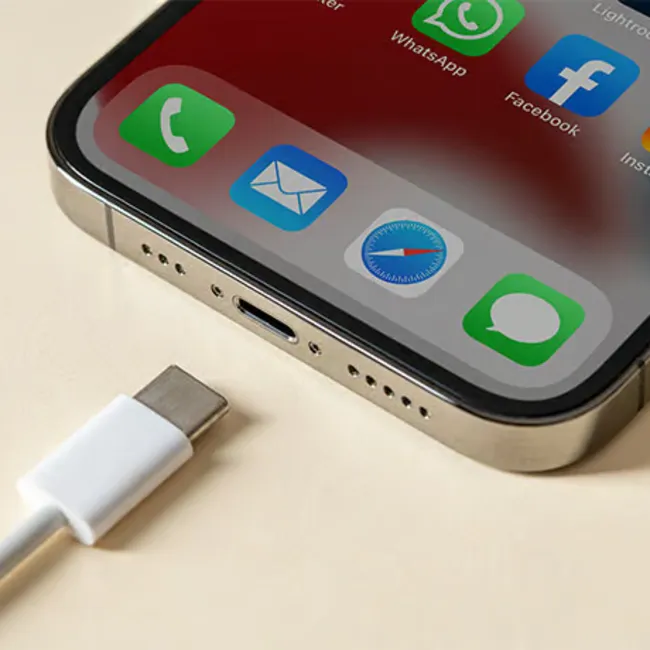 Close-up of an iPhone showcasing its sleek design.