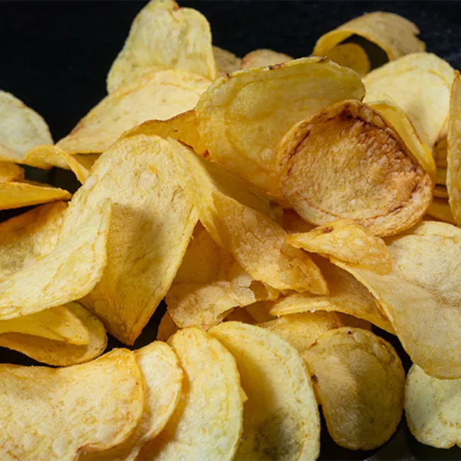 Crunchy potato chips in a variety of flavors and packaging.