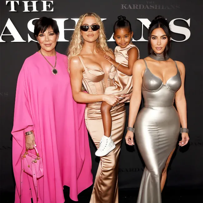"Kris, Khloe, and Kim Kardashian at a Hulu premiere"