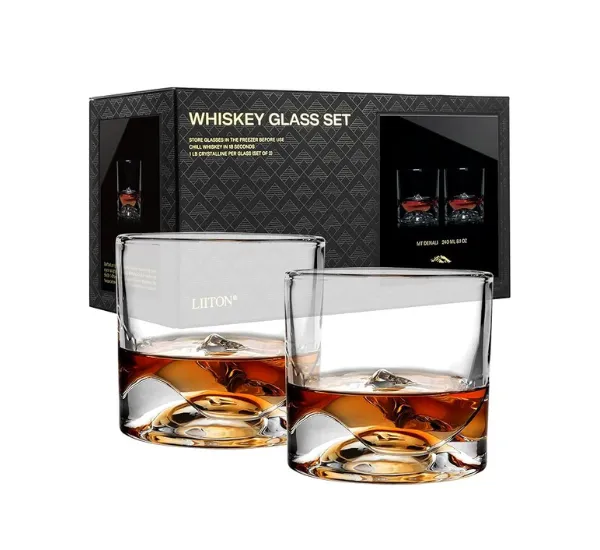 LIITON Denali Mountain heavy crystal whiskey glasses for elegant sipping.