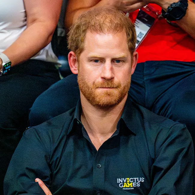 Prince Harry frowning wheelchair basketball finals