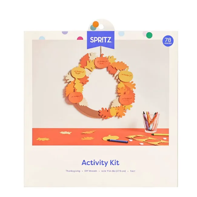 Create your own colorful paper wreath for Thanksgiving decor.